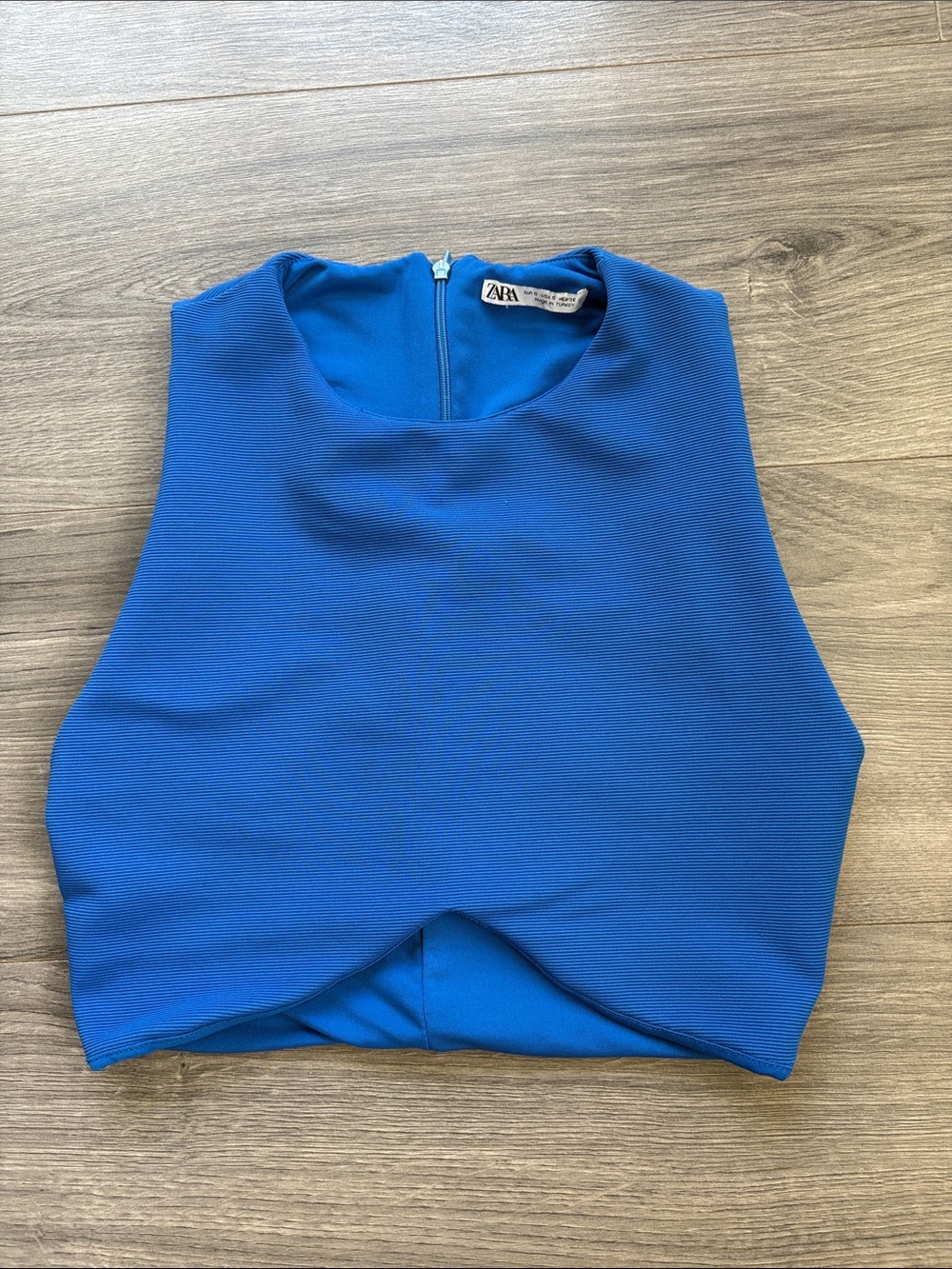 Zara Cobalt Blue High-Neck Cropped Tank